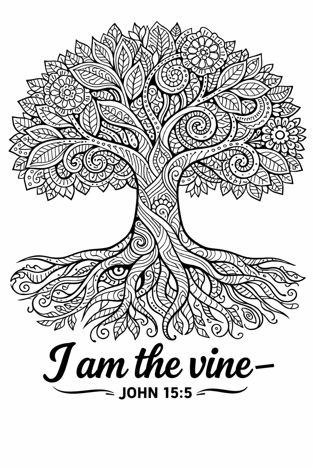 Bible verse coloring page with nature elements | Religious adult coloring sheet | Scripture themed printable page