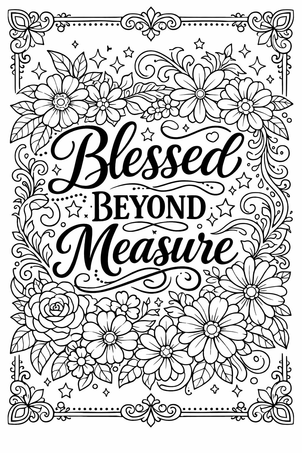 christian floral coloring page | faith and flower artwork | uplifting spiritual design