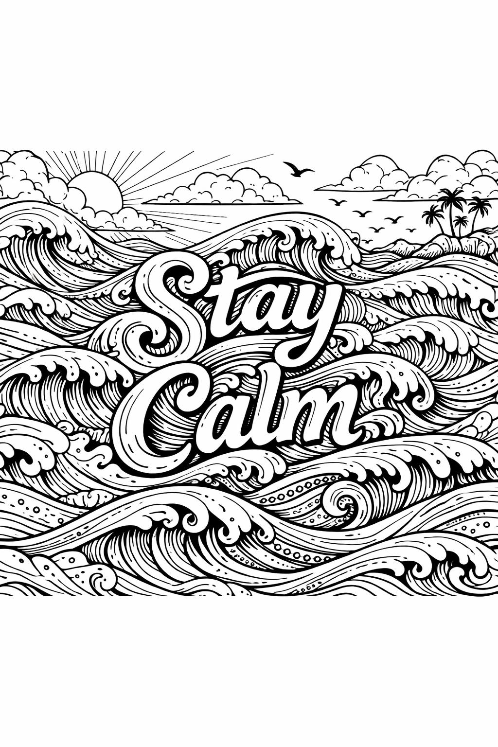 ocean mindfulness coloring page | wave and sea design | calming marine coloring sheet