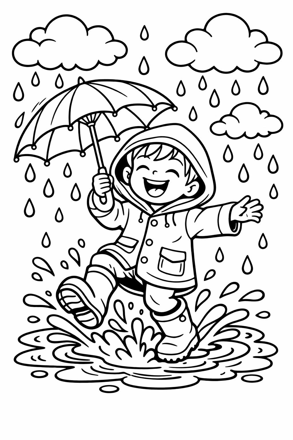 rainy umbrella pattern page | decorative weather design | creative coloring sheet
