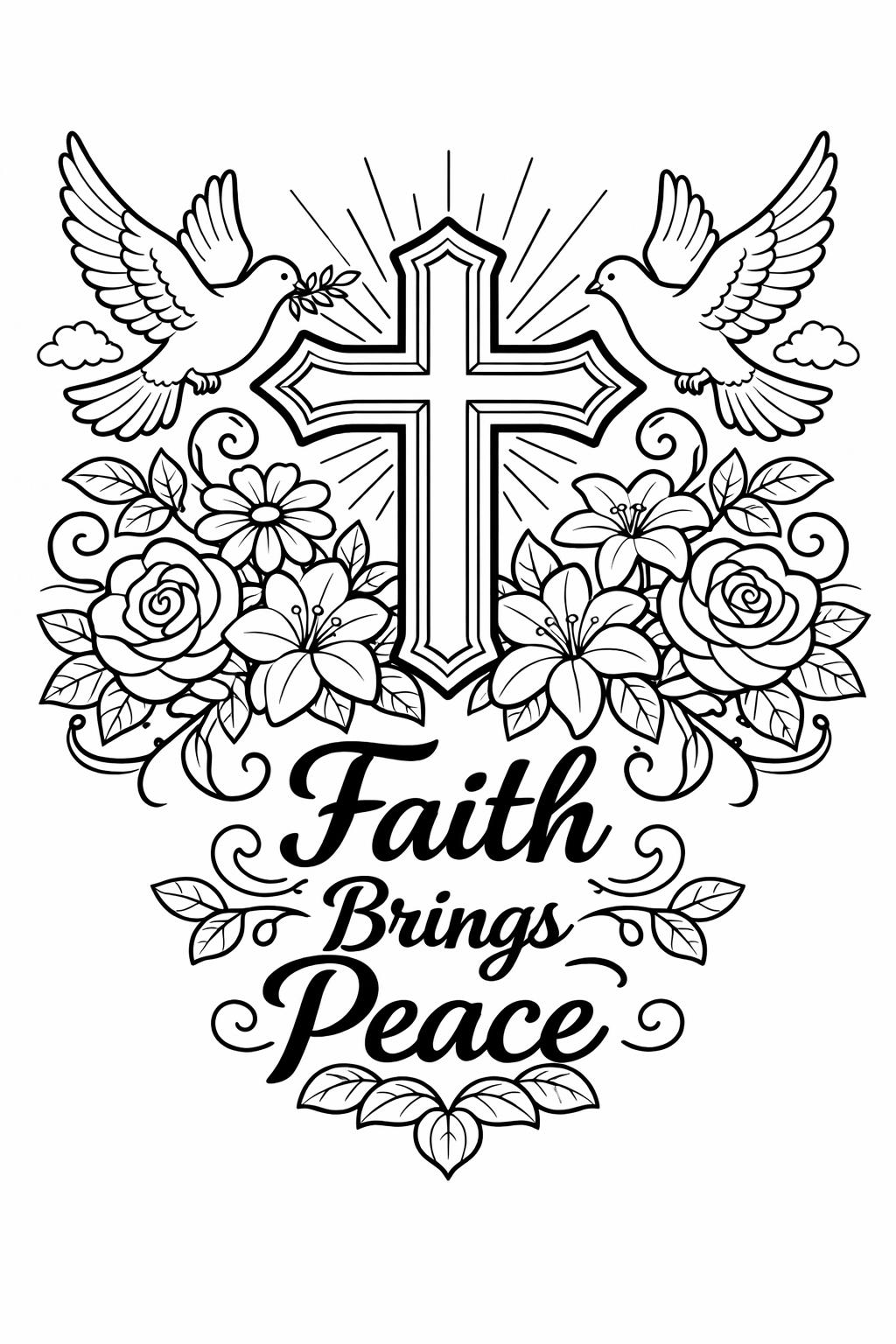 religious affirmation page | positive faith message | inspirational coloring sheet