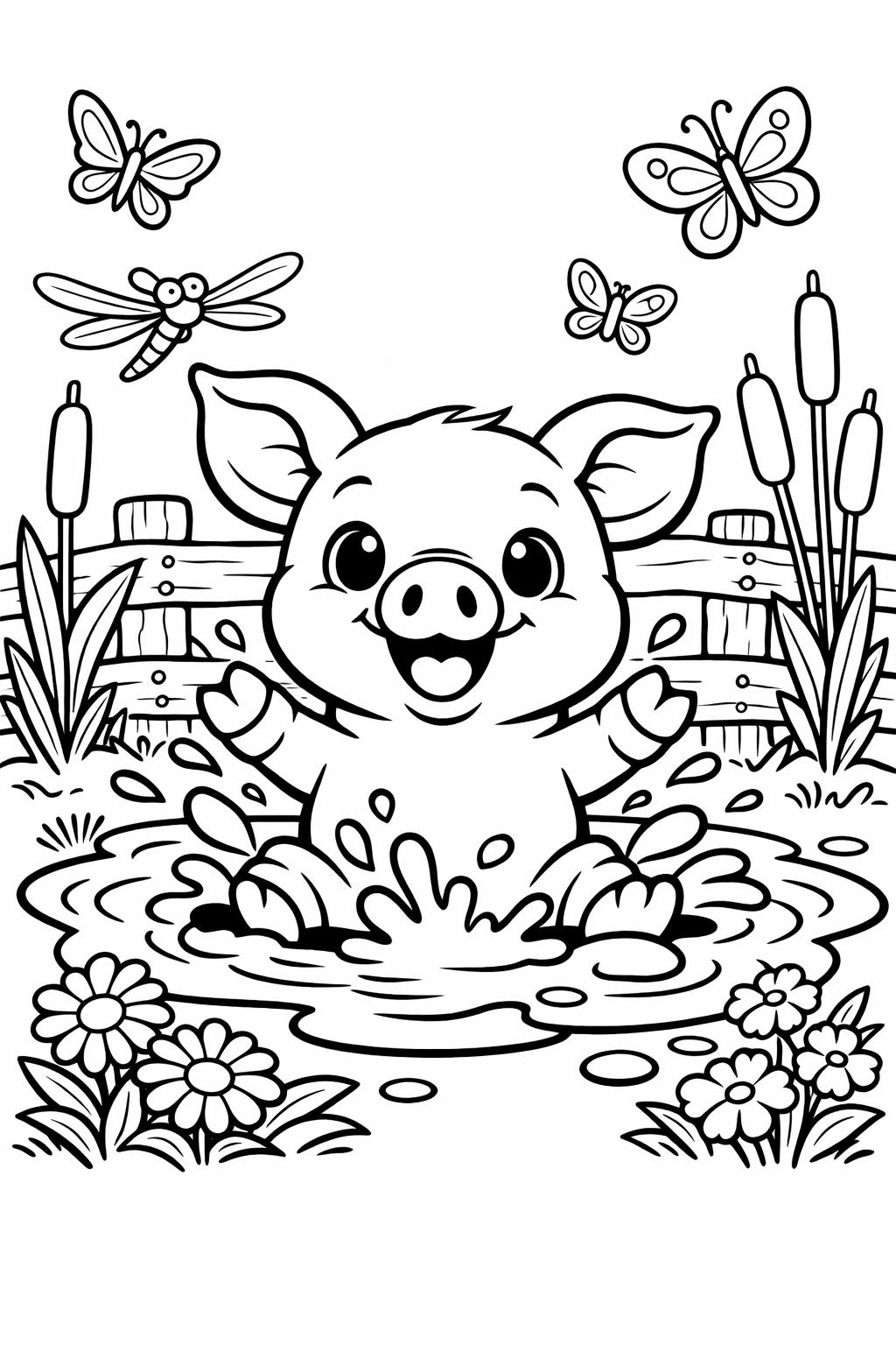 pig coloring page | adorable barnyard pig | printable coloring page