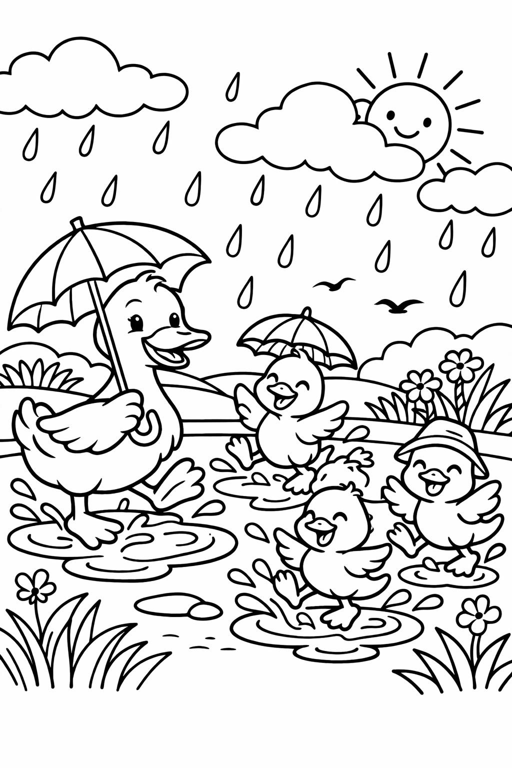 rainbow after rain page | colorful weather illustration | cheerful nature artwork