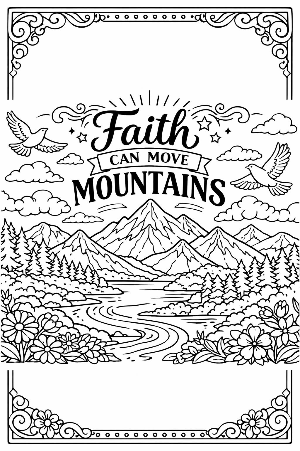 devotional coloring page | spiritual mindfulness artwork | relaxing faith design