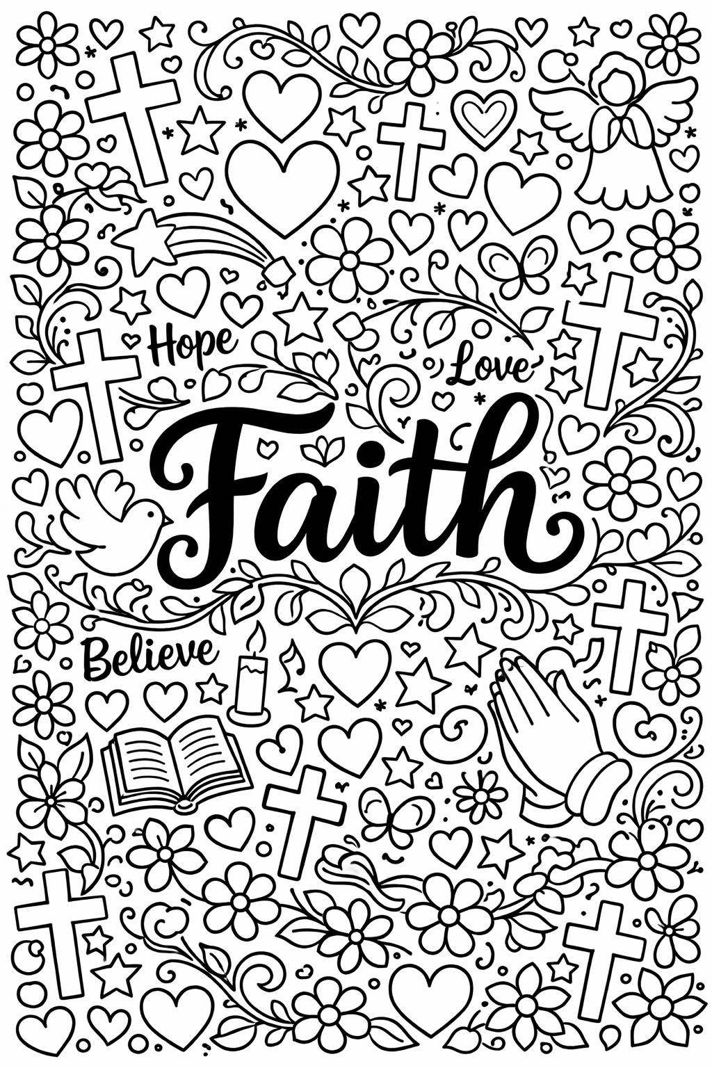 gratitude faith coloring page | thankful spiritual design | peaceful artwork