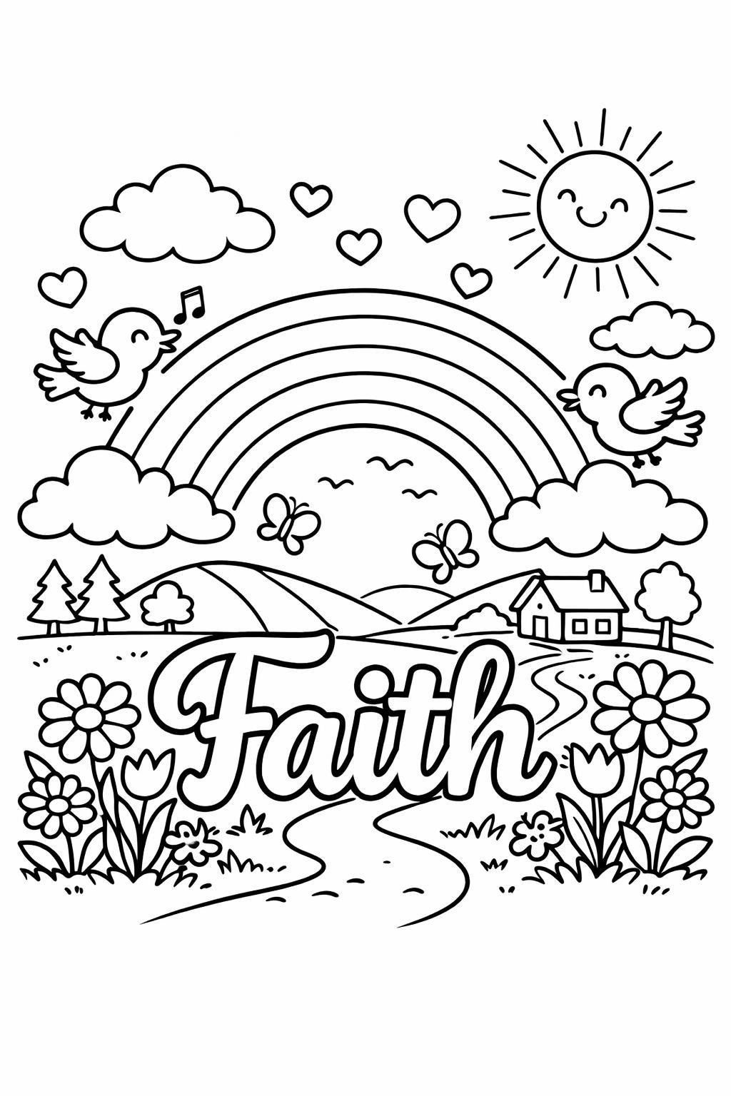 faith quote coloring page | inspirational spiritual message | uplifting coloring sheet