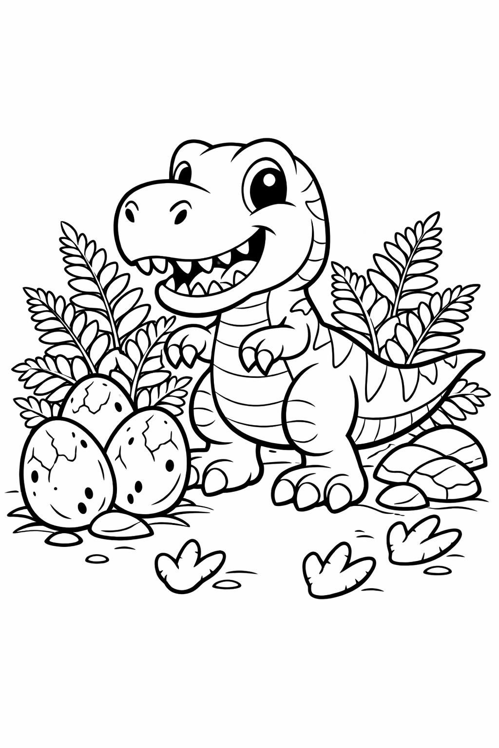 T Rex fossil coloring page | dinosaur discovery activity | educational printable coloring page