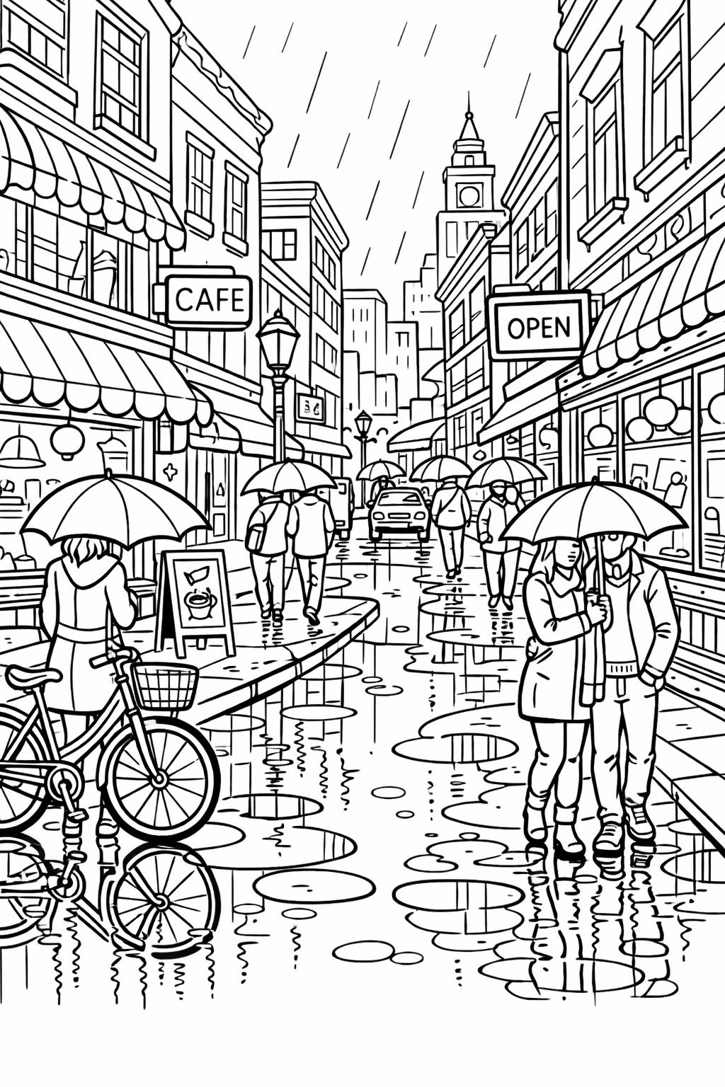 raincoat coloring page | rainy weather outfit | fun seasonal design