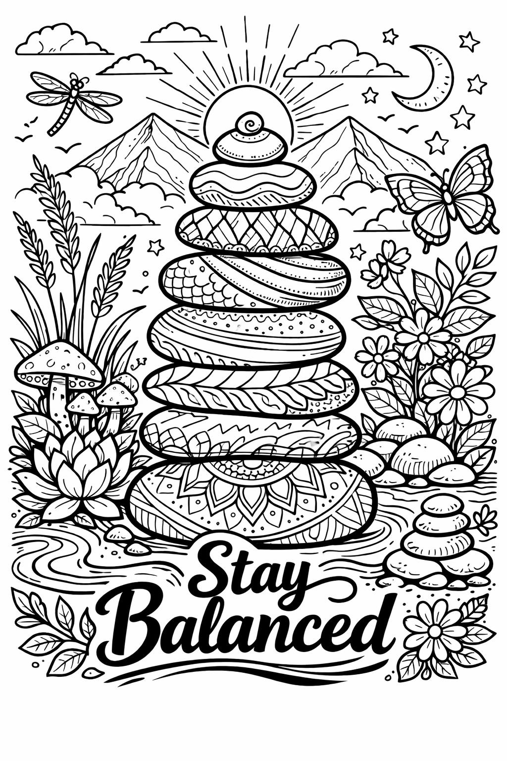 winter coloring page | snowflake design | cozy calming illustration