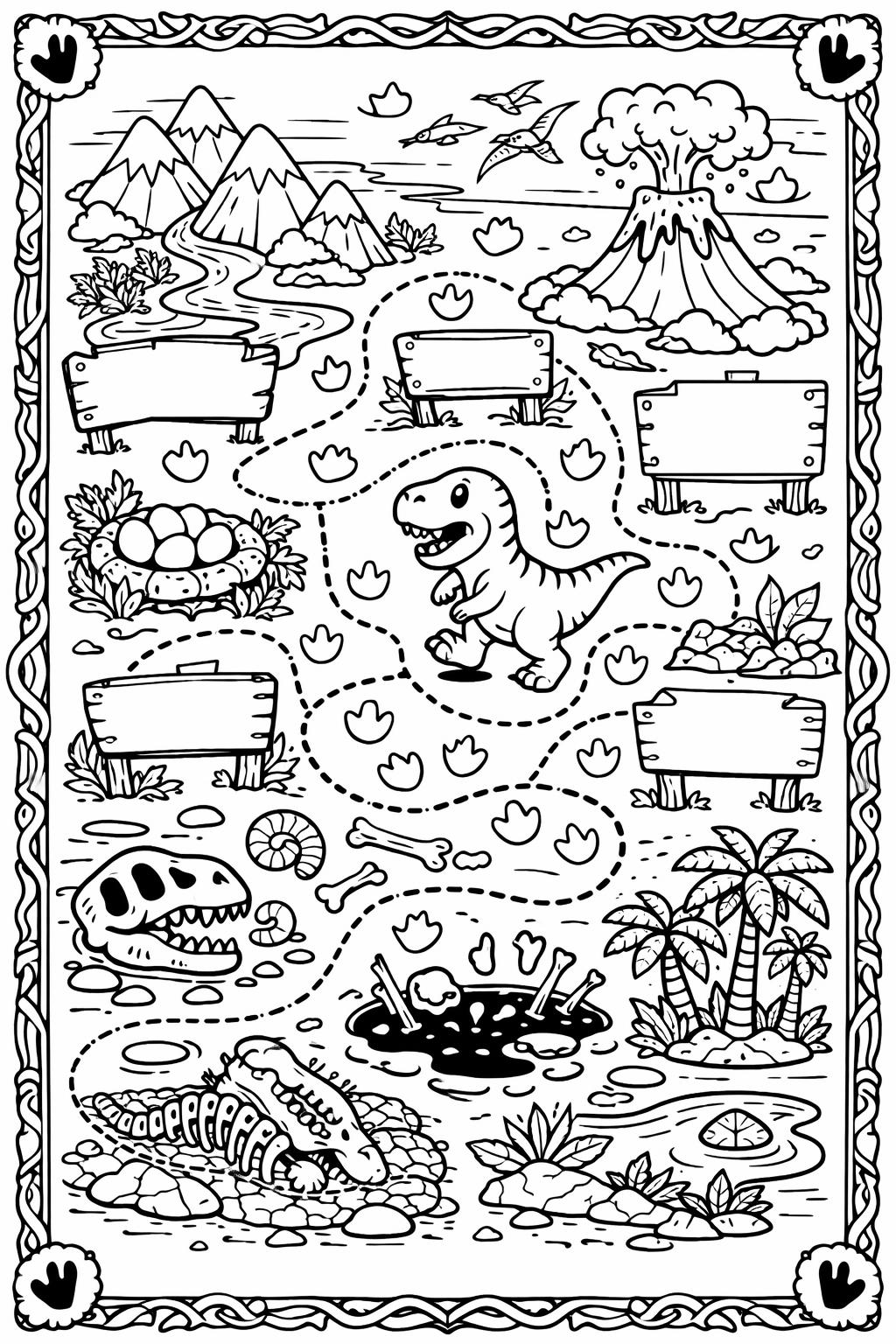 T Rex coloring sheet | prehistoric dinosaur printable | creative coloring page for kids