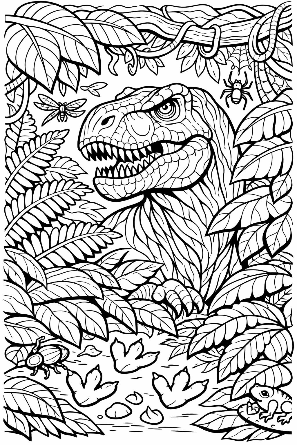 realistic T Rex coloring page | detailed Tyrannosaurus Rex illustration | dinosaur coloring activity
