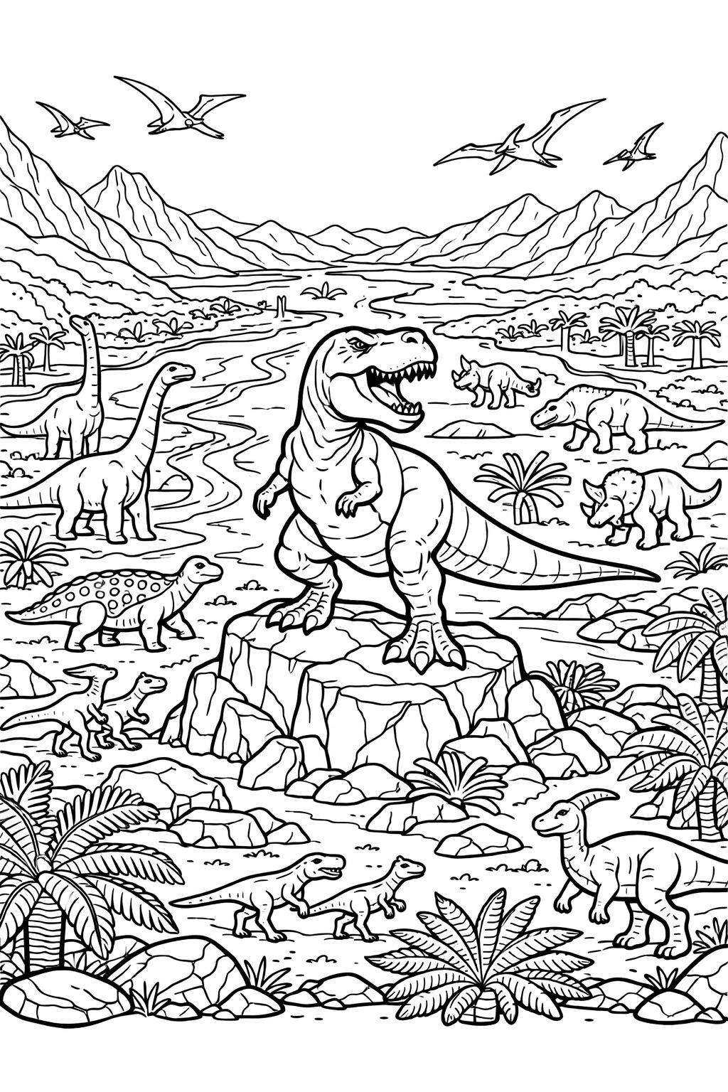 Tyrannosaurus Rex coloring page | T Rex printable artwork | fun dinosaur coloring activity