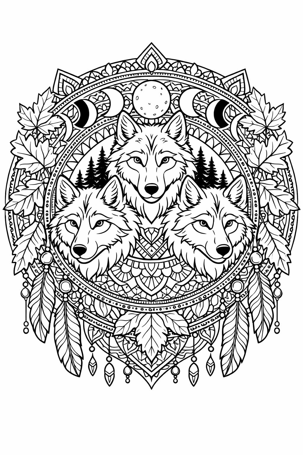 arctic wolf coloring page | snowy wolf scene | winter wildlife artwork