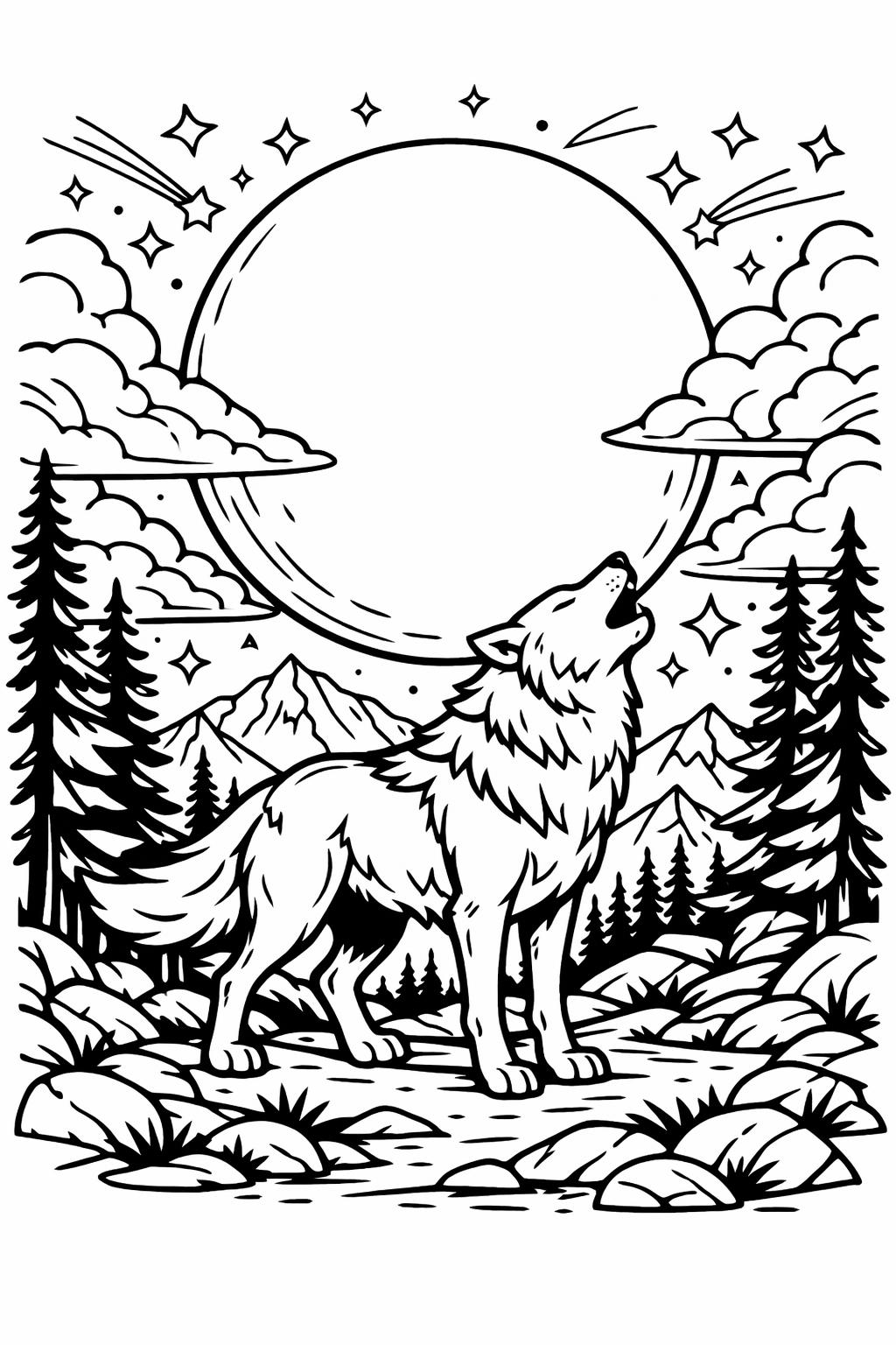 wolf head coloring page | detailed canine portrait | intricate wildlife design