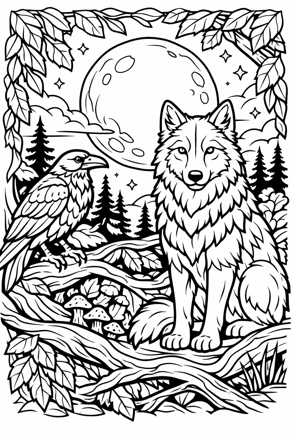 geometric wolf coloring page | abstract wolf pattern | creative coloring page