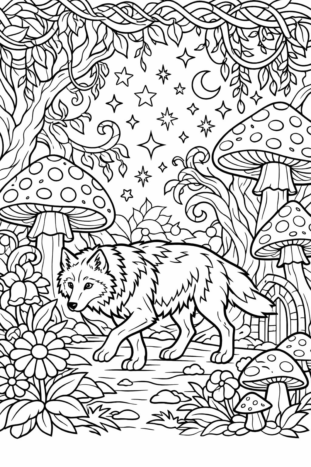 zentangle wolf coloring page | intricate doodle patterns | detailed coloring sheet
