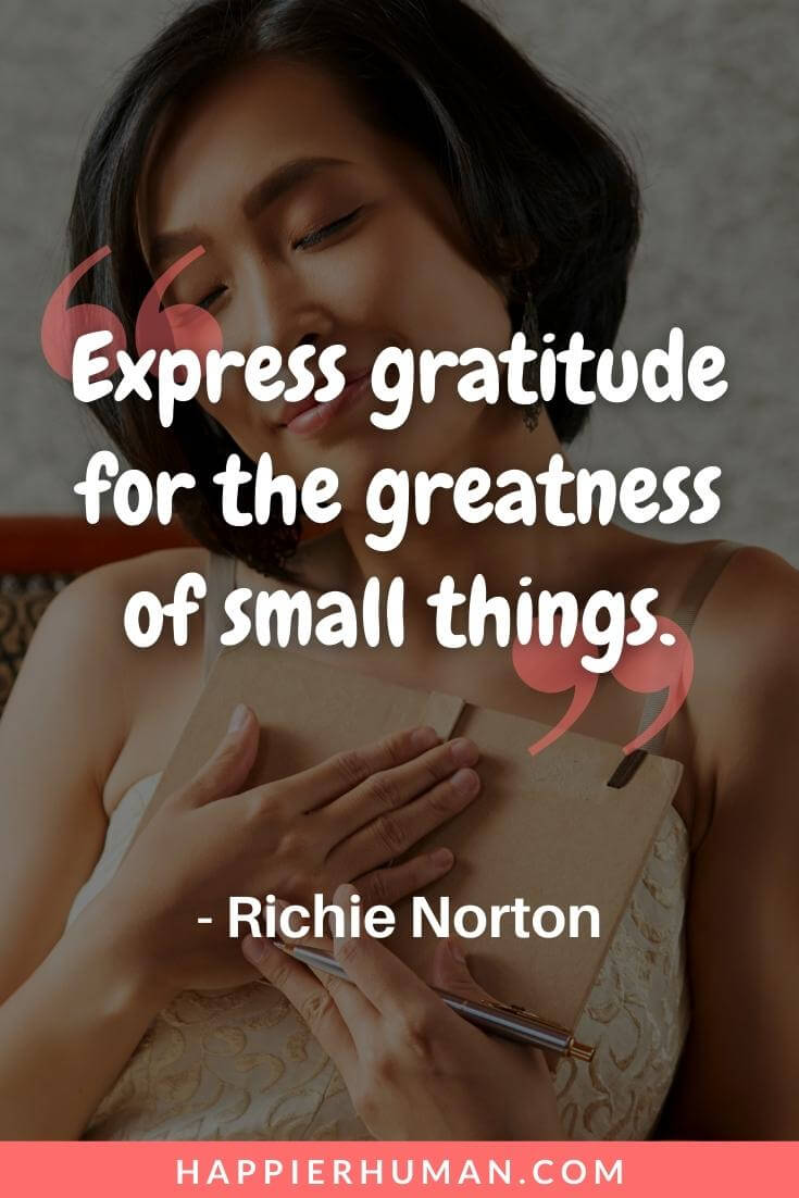 Thank You Quotes - “Express gratitude for the greatness of small things.” - Richie Norton | clever thank you quotes | thank you quotes for birthday wishes | thank you quotes for him