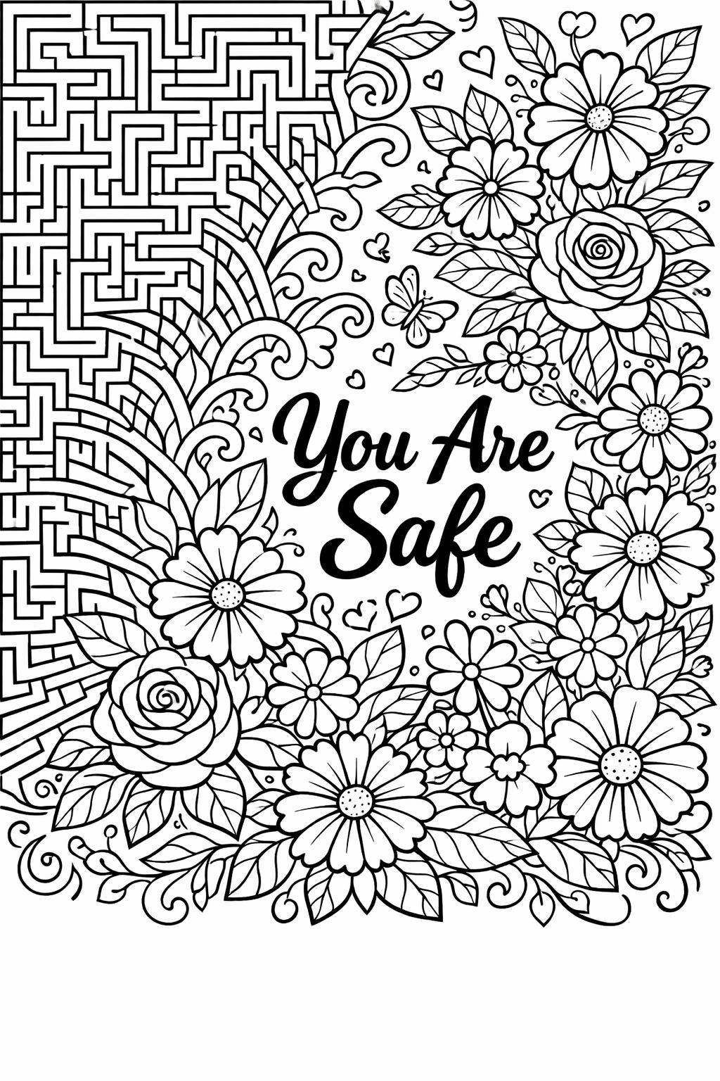 anxiety relief coloring page | calming stress relief design | relaxing coloring sheet