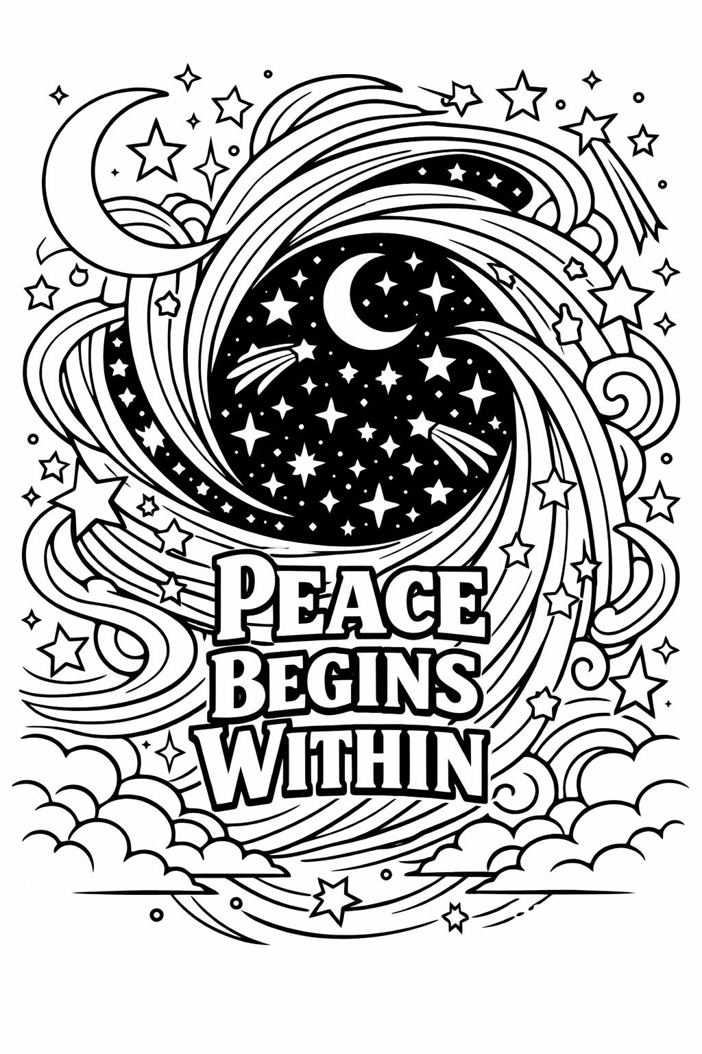 floral relaxation coloring page | calming flower illustration | soothing botanical design
