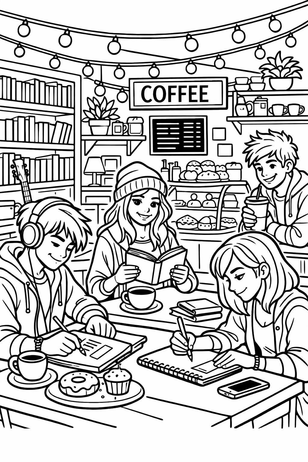 geometric coloring page | detailed abstract shapes | creative teen coloring sheet