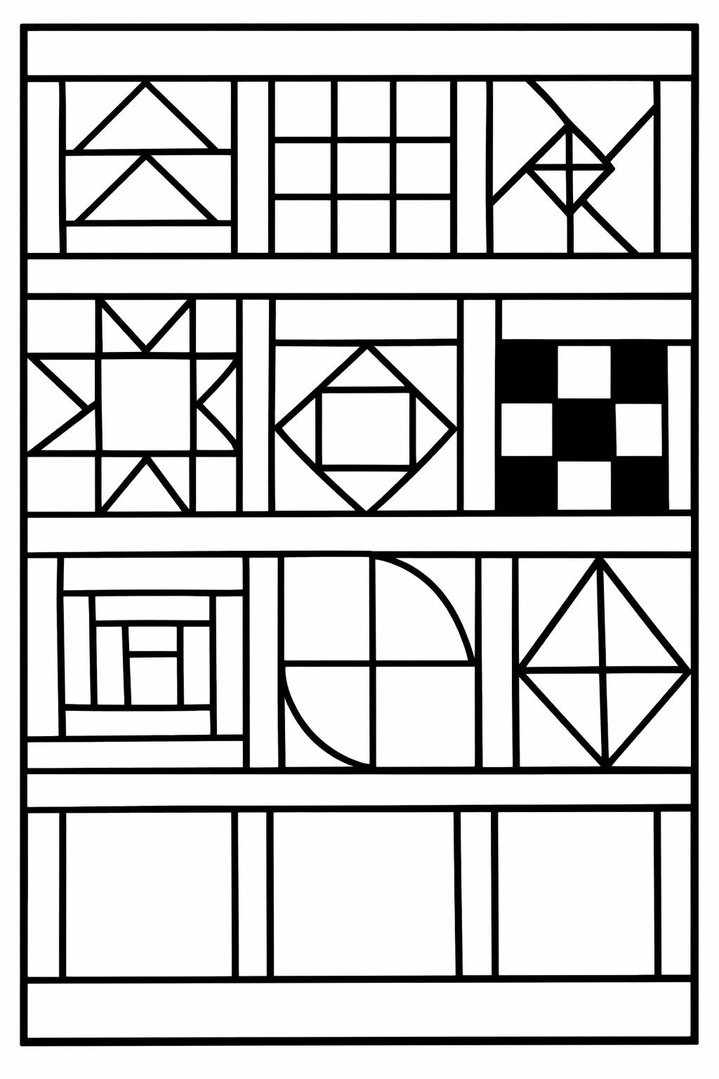 Easy coloring page for seniors with cups and teapots | Cozy kitchen coloring page | Senior friendly printable