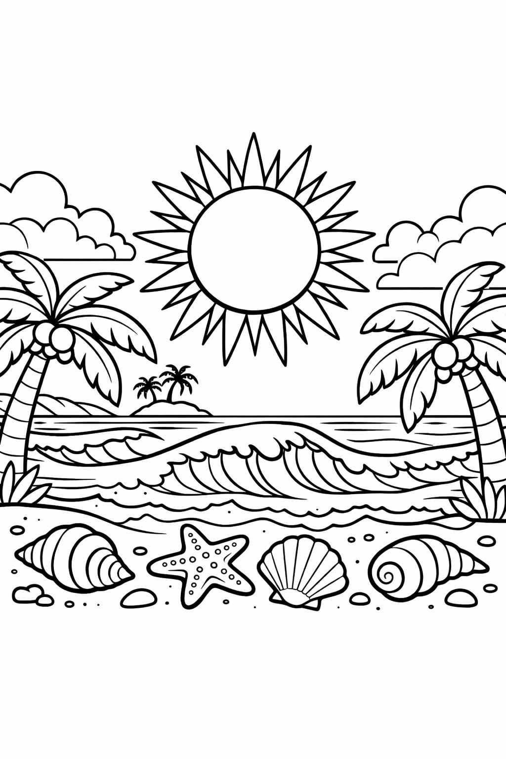Sunny day coloring page with birds and sky | Peaceful outdoor coloring page | Printable sunny sky sheet