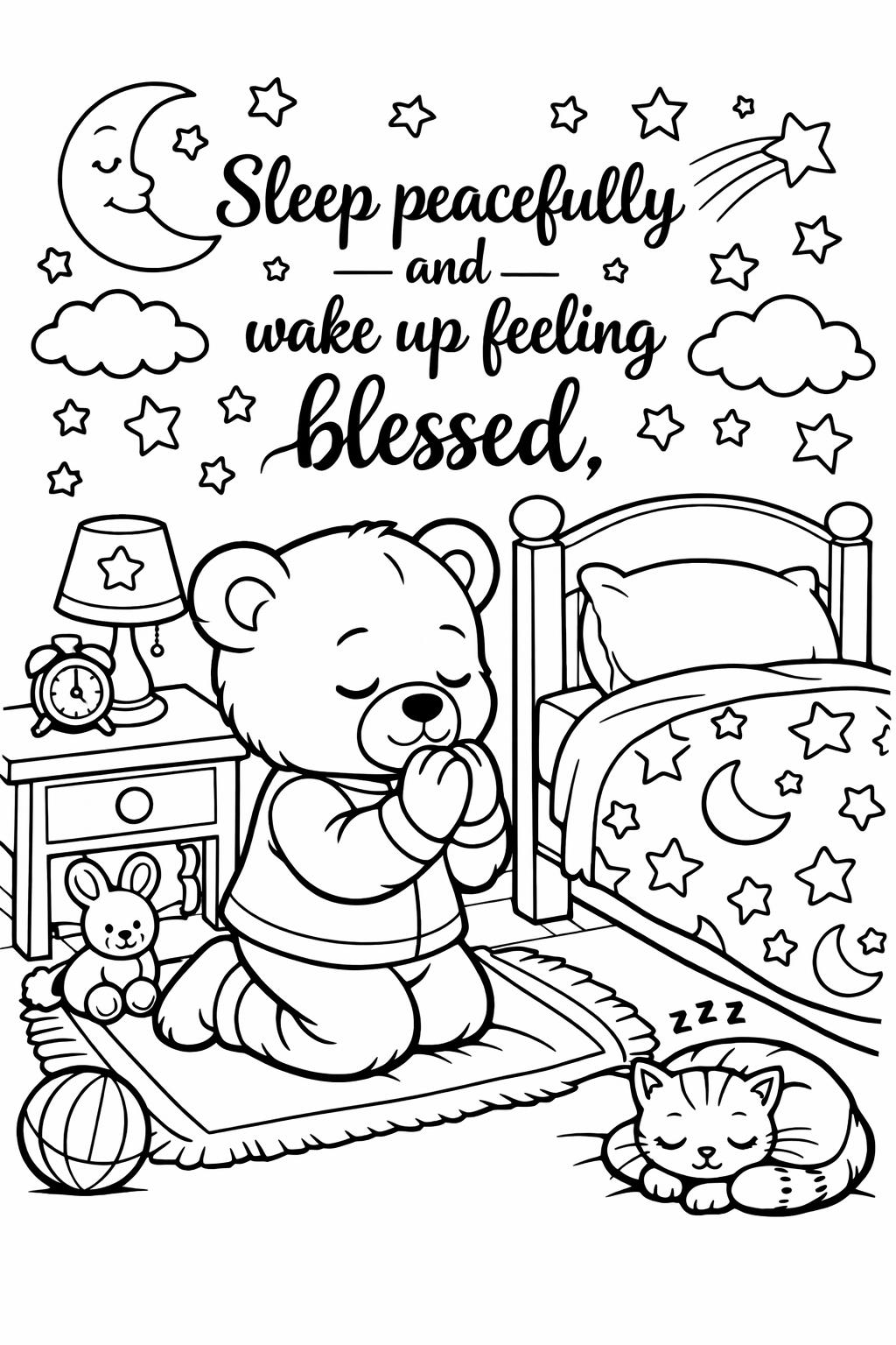 praying family coloring page | spiritual family design | heartwarming faith artwork