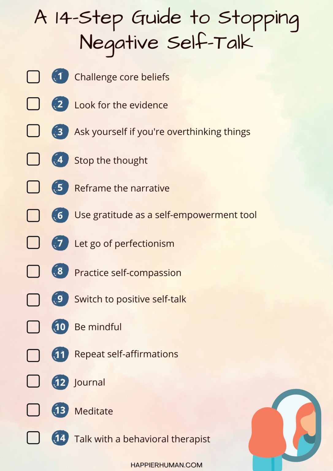 8 Printable Negative Self-Talk Worksheets for 2024 - Happier Human