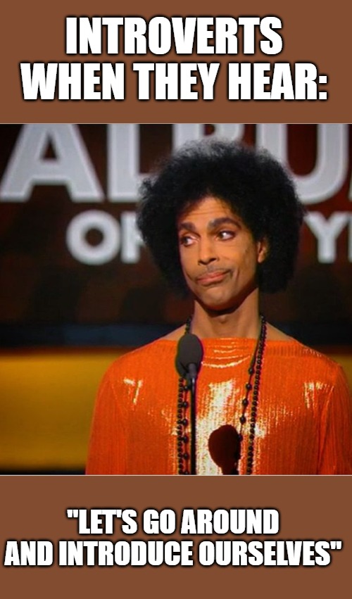 Prince introvert side-eye meme - Lets go around and introduce ourselves