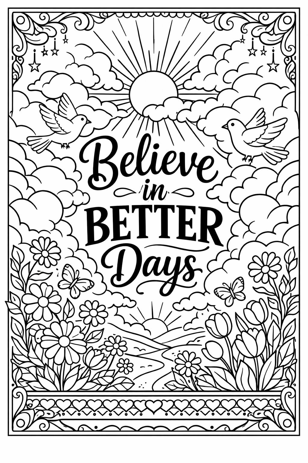 motivational quote coloring page | uplifting words design | relaxing inspirational artwork