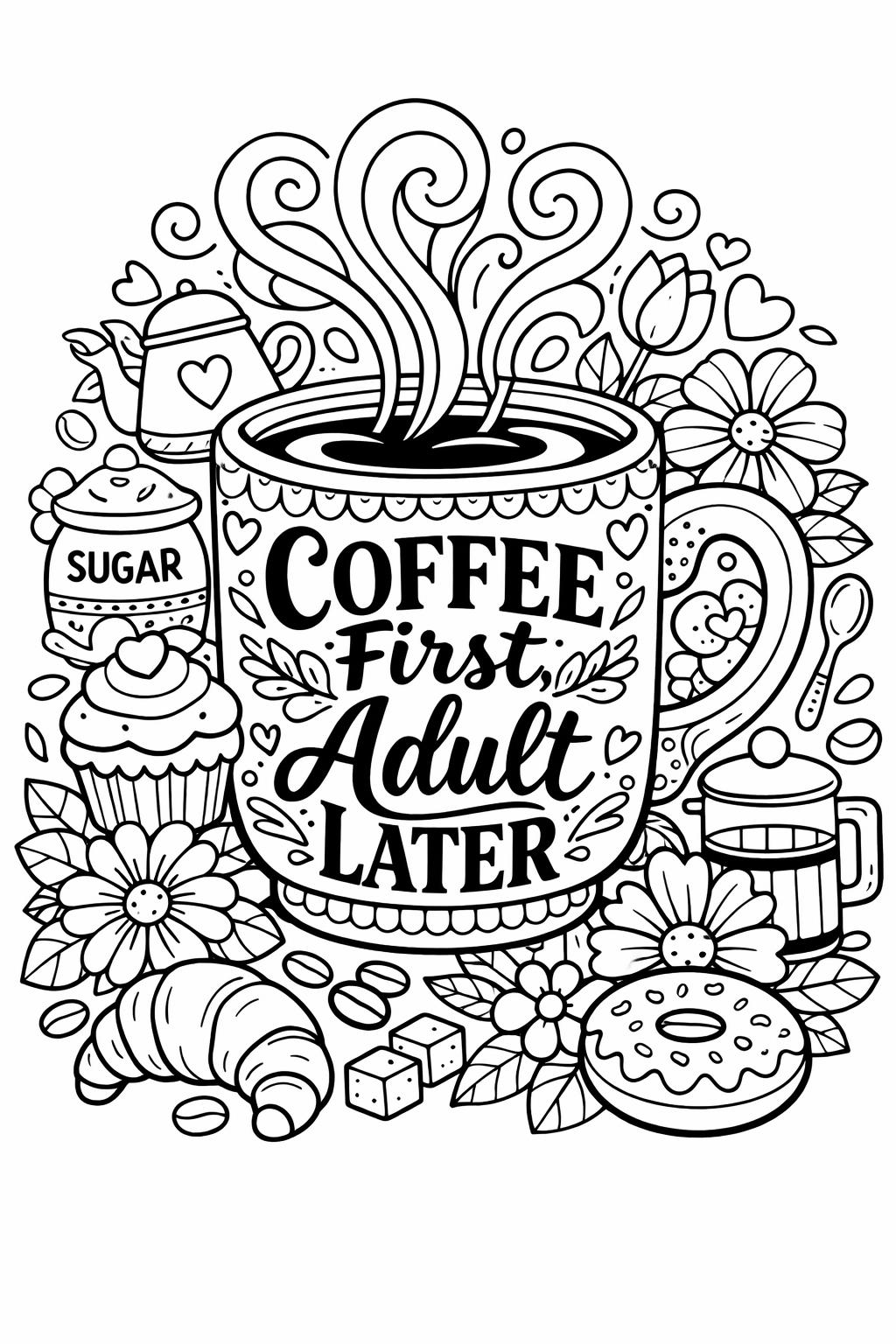 happiness quote coloring page | cheerful motivational words | uplifting artwork