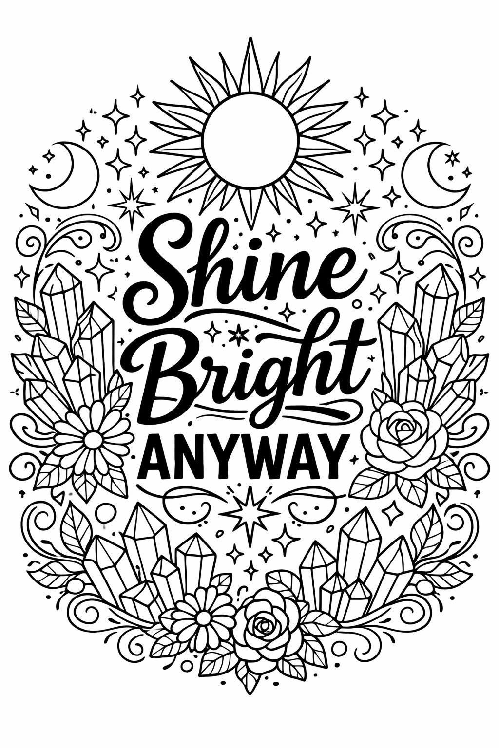 floral quote coloring page | flowers with inspirational text | relaxing creative design