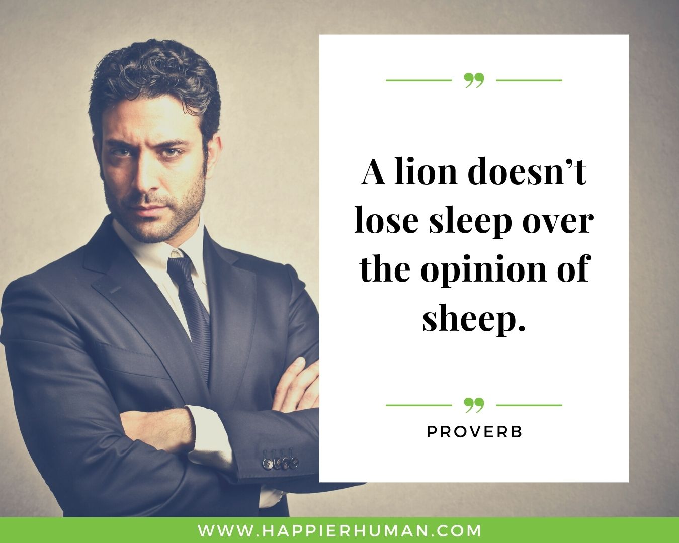 Haters Quotes - “A lion doesn’t lose sleep over the opinion of sheep.” - Proverb