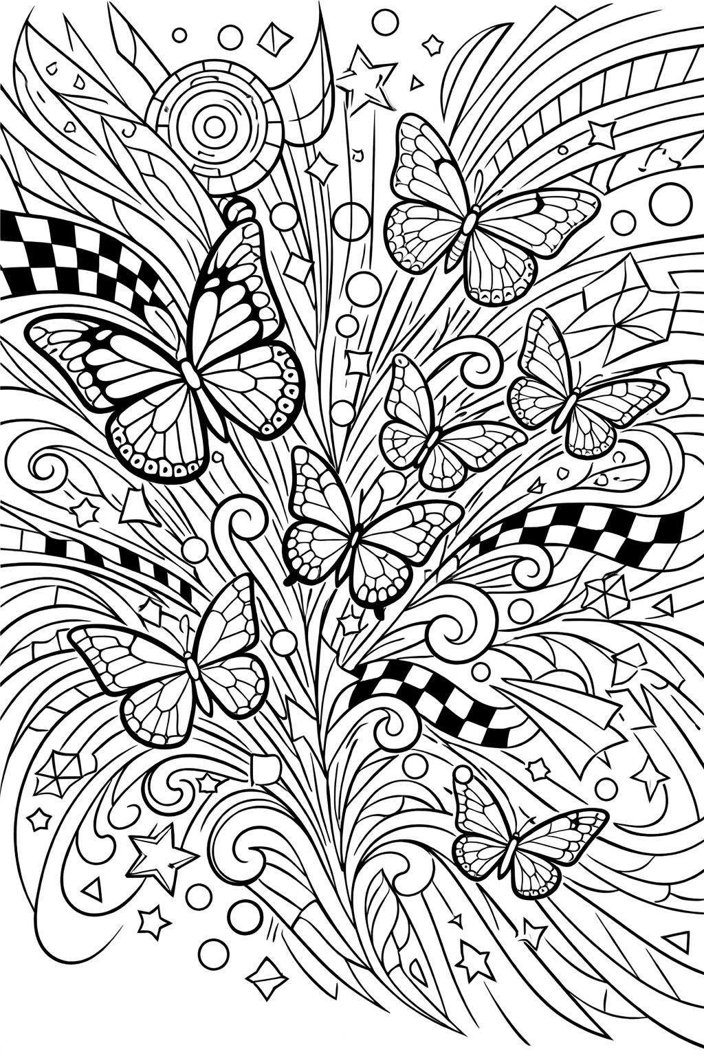 patterned butterfly coloring page | decorative butterfly wings | intricate coloring design