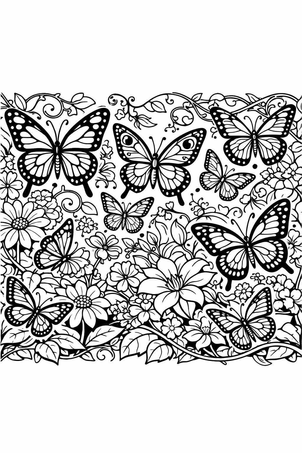 kawaii butterfly coloring page | adorable butterfly artwork | cute coloring sheet