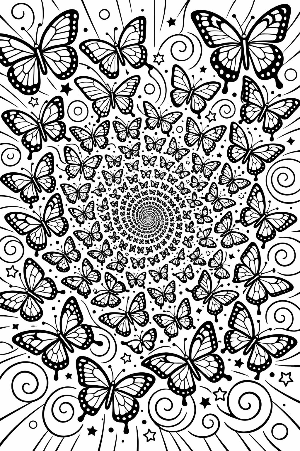 butterfly mandala art page | symmetrical butterfly design | calming intricate artwork