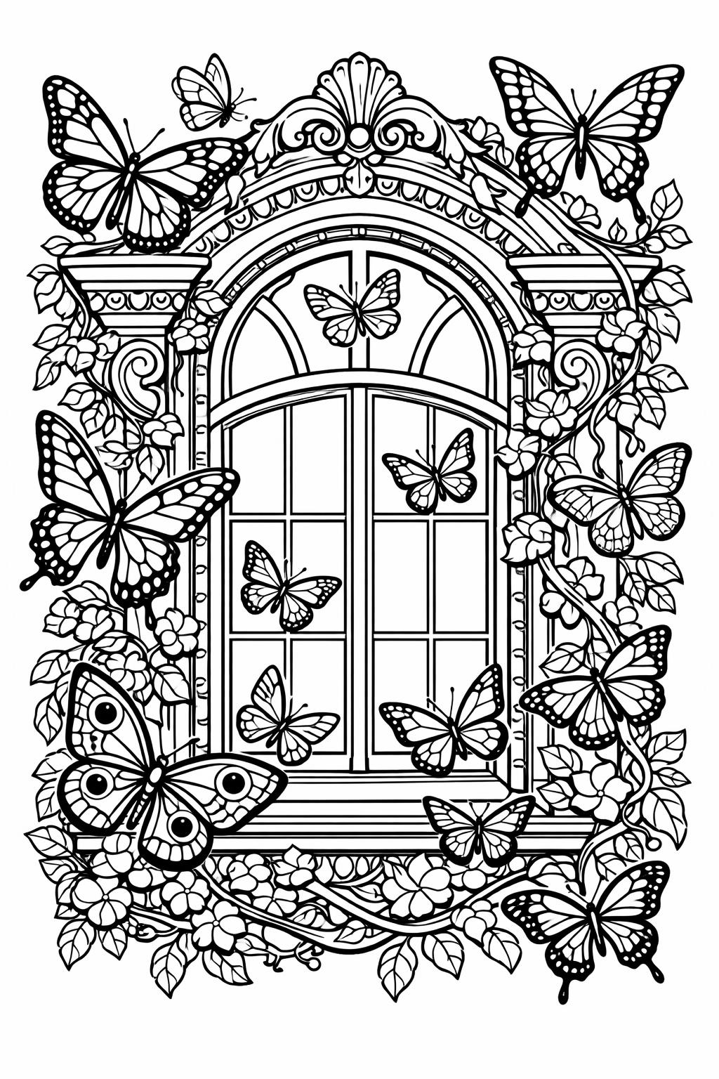 butterfly doodle coloring page | playful butterfly patterns | whimsical coloring artwork
