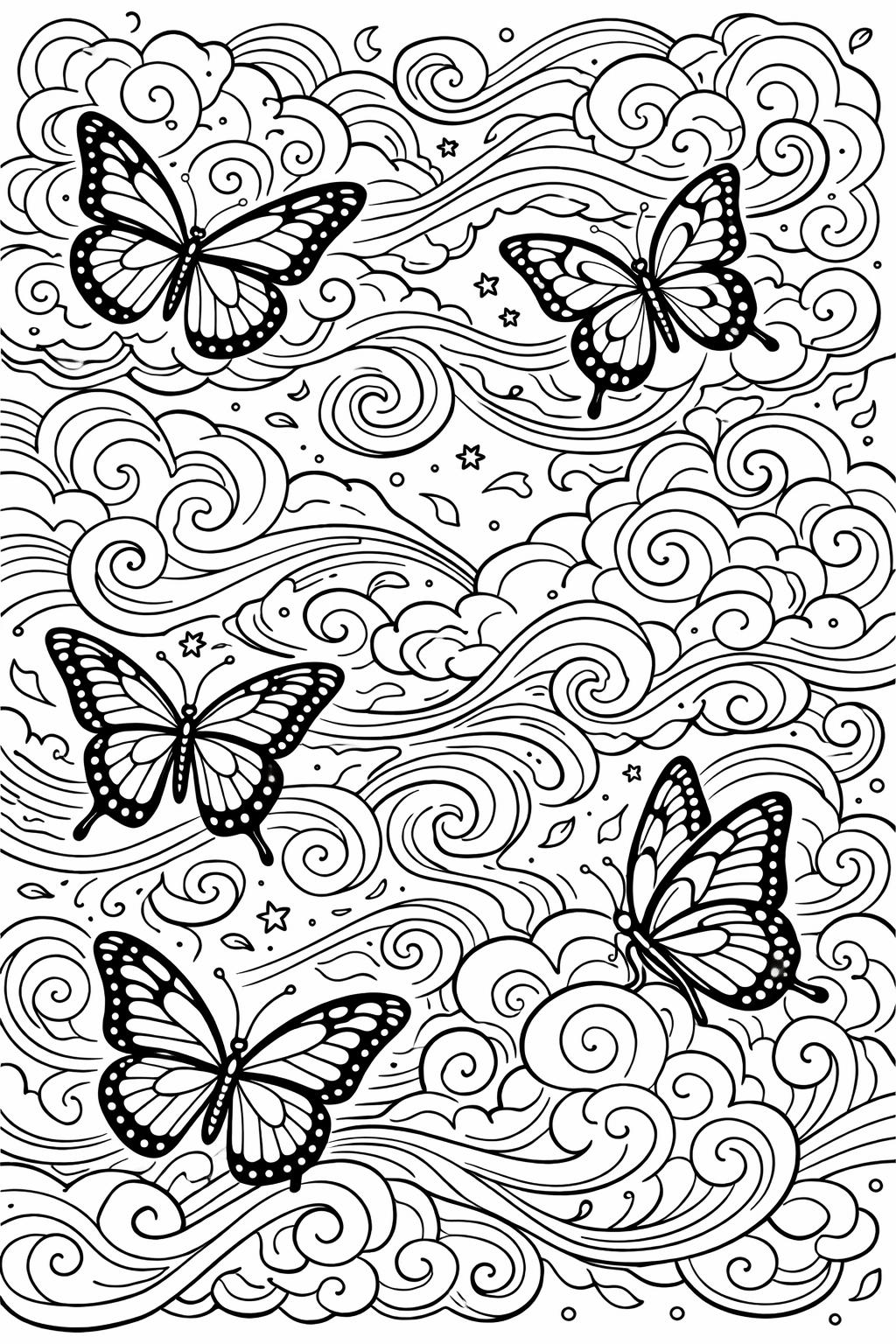 abstract butterfly coloring page | artistic wing patterns | creative butterfly design