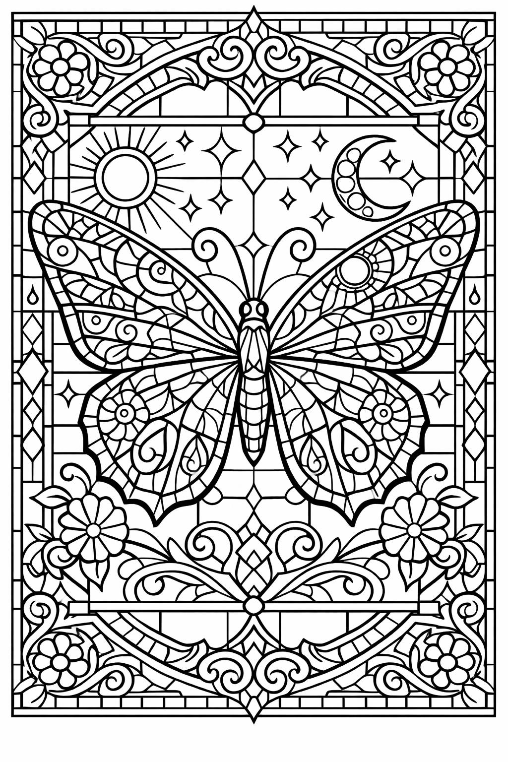 floral butterfly coloring page | butterfly with flowers | nature themed coloring sheet