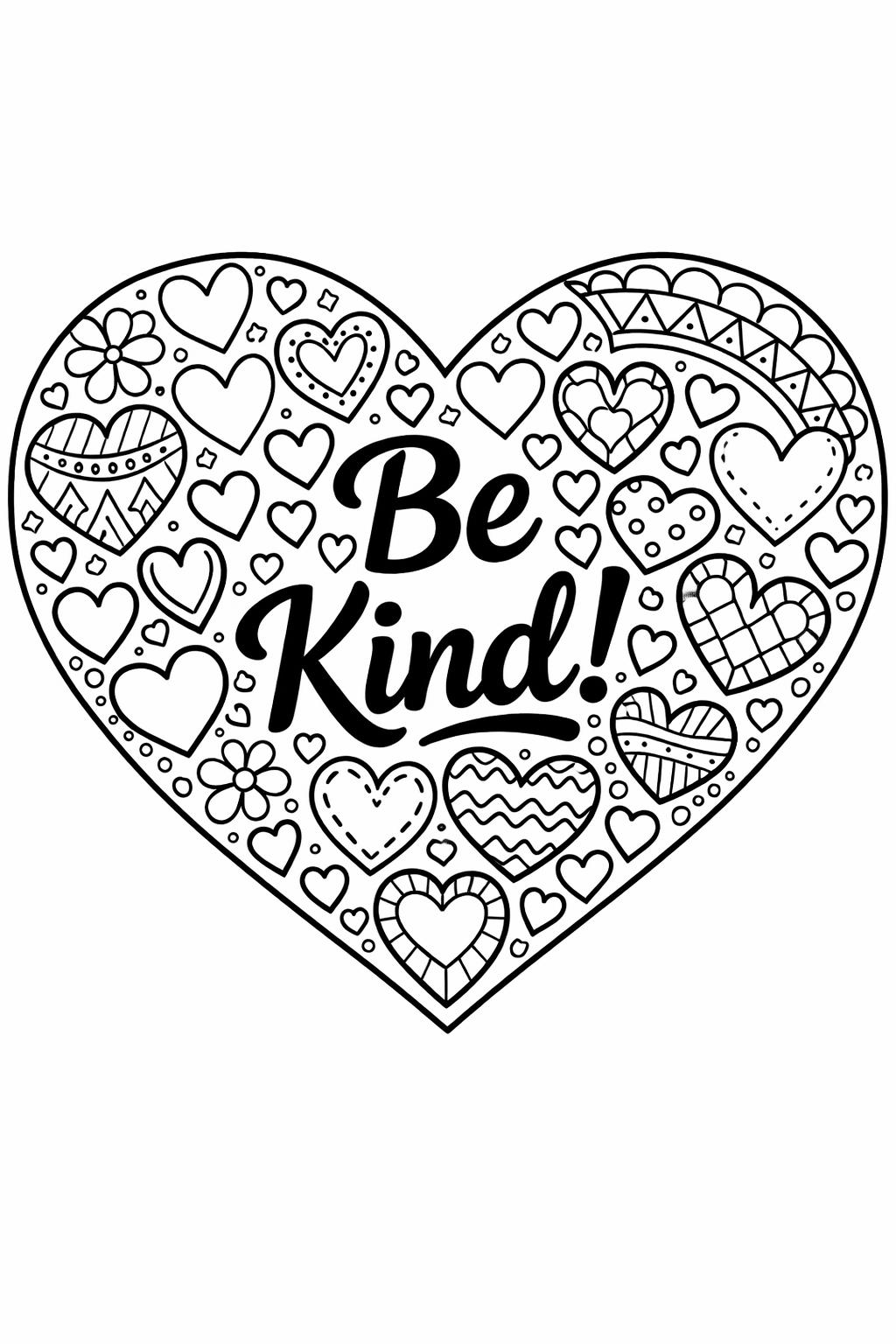 Be Kind kids coloring page | Inspirational kids coloring sheet | Positive message coloring page