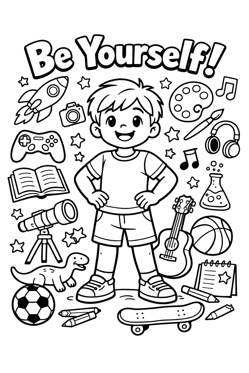 Stay Positive coloring page | Kids motivational coloring page | Simple encouraging coloring sheet