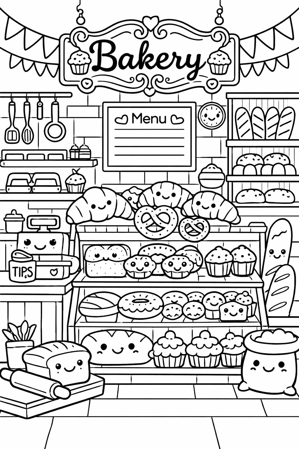 kawaii fantasy coloring page | cute magical characters | creative printable artwork