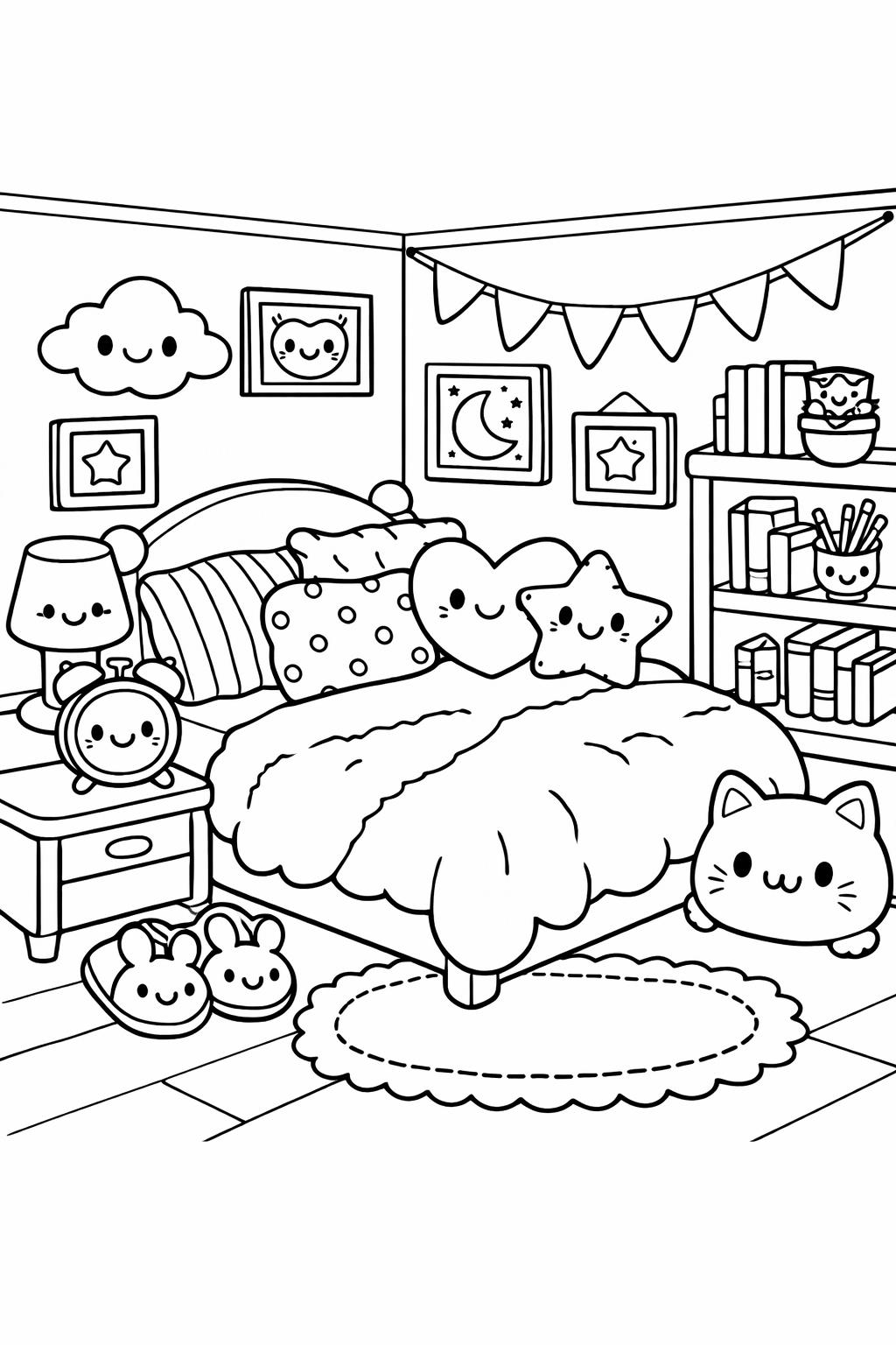 kawaii unicorn coloring page | magical cute illustration | printable fantasy activity