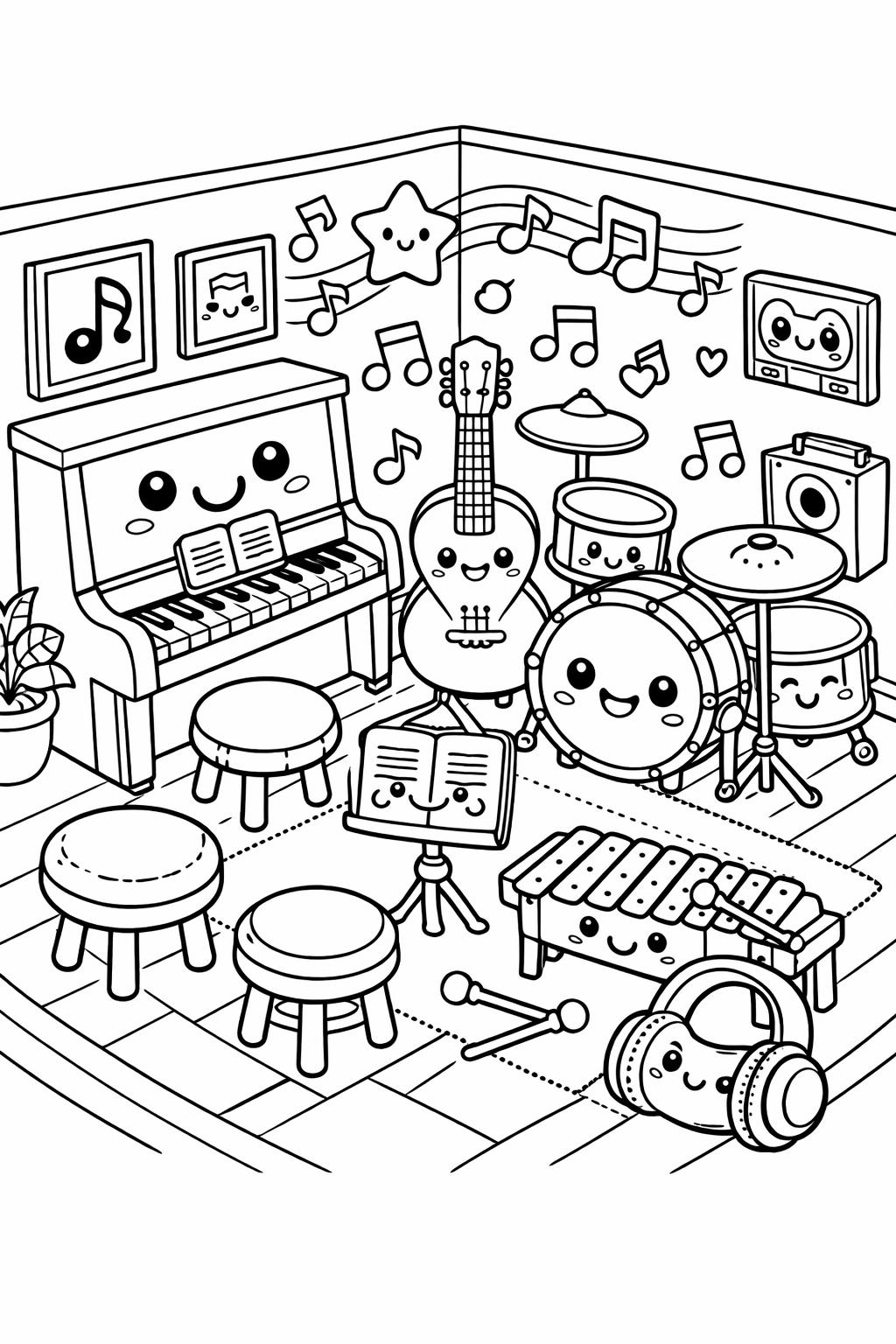 kawaii bear coloring page | adorable teddy bear artwork | relaxing coloring sheet