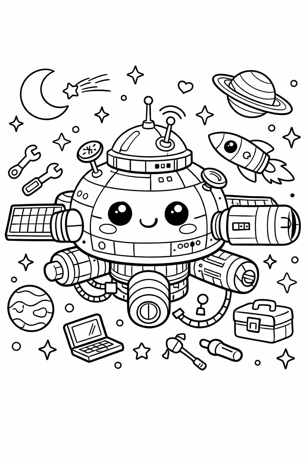 kawaii ocean animals coloring page | cute sea creatures | printable coloring sheet