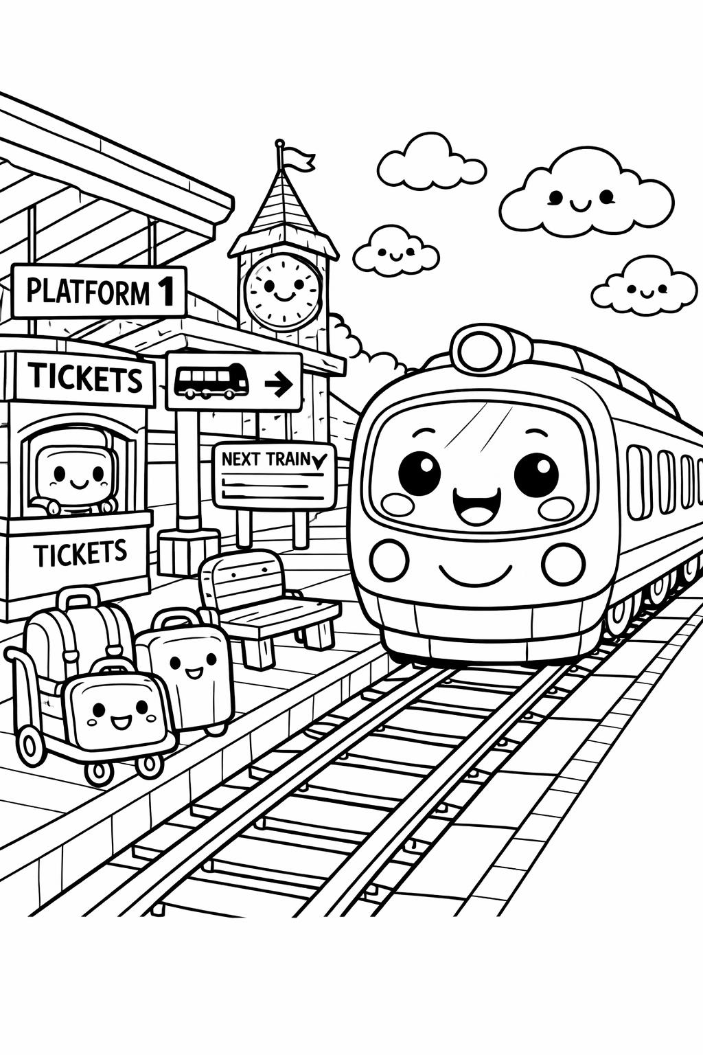 kawaii cat coloring page | adorable kitten illustration | fun coloring activity