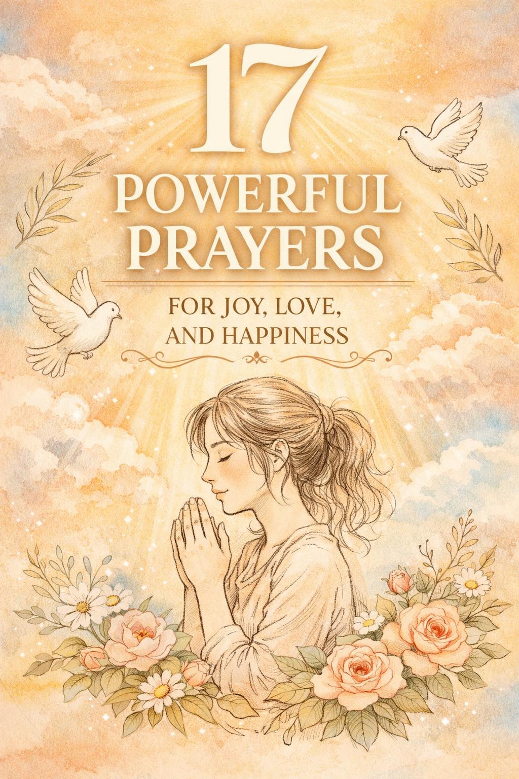 Discover 17 uplifting prayers to bring happiness, love, and joy into your life. These heartfelt prayers will inspire positivity and peace every day. prayers for happiness | prayers for love | prayers for joy | positive prayers | uplifting prayers | heartfelt prayers | daily prayers | spiritual happiness | finding joy | love and peace