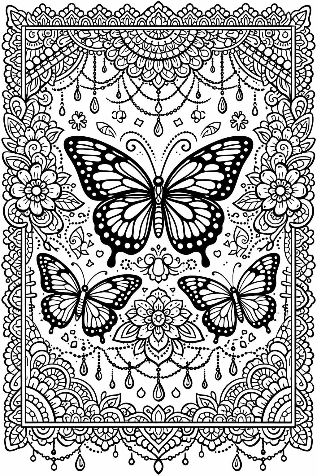 floral aesthetic coloring page | elegant flower design | soft decorative artwork