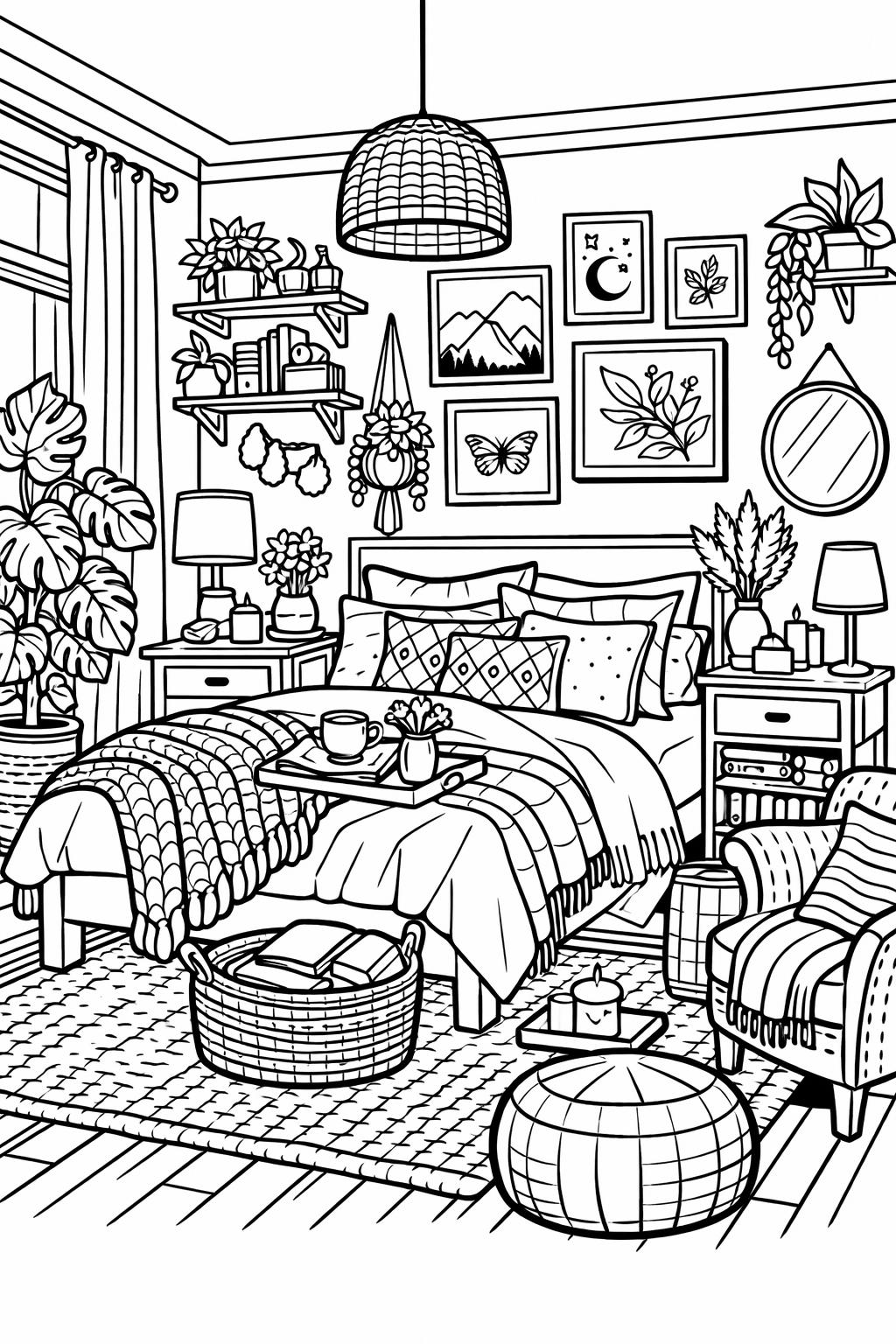 whimsical aesthetic coloring page | playful artistic design | light creative illustration