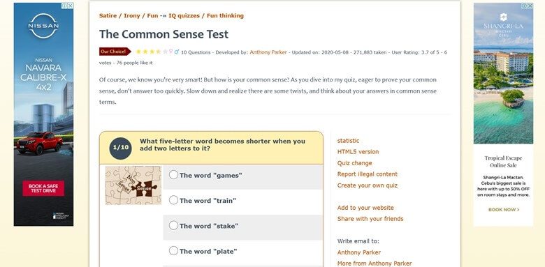 iq test online | iq test free accurate | what is common sense